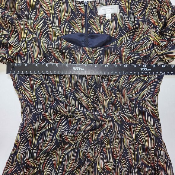 Moulinette Soeurs Silk Dress 2 Multicolor Botanical Print Short Sleeve Pleated - Picture 4 of 9